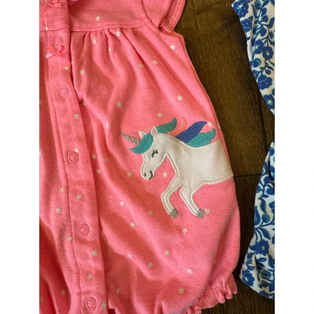 Carters Baby Girl Clothes Lot 3 Months Rompers Outfits Summer Bundle Unicorn Dot